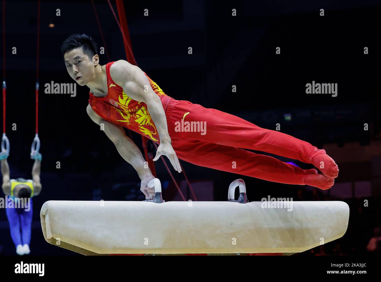 31st October 2022,  M&amp;S Bank Arena, Liverpool, England; 2022 World Artistic Gymnastics Championships; Men's Qualification Pommel Horse -    Hao You (CHN) Tokyo 2020 Olympic rings silver medallist Stock Photo