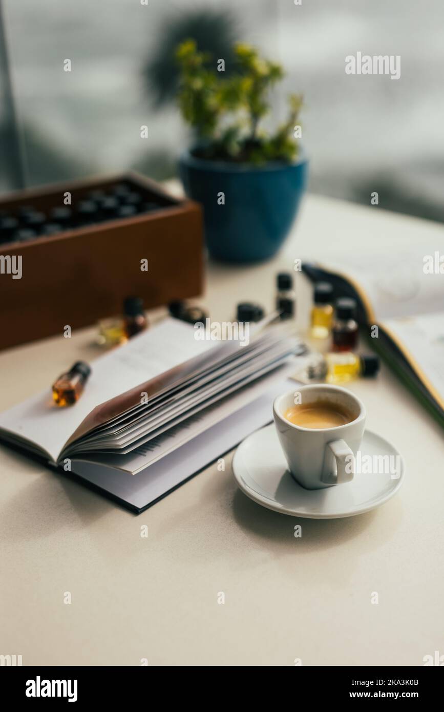 Coffee sampling at beachfront hotel Stock Photo Alamy