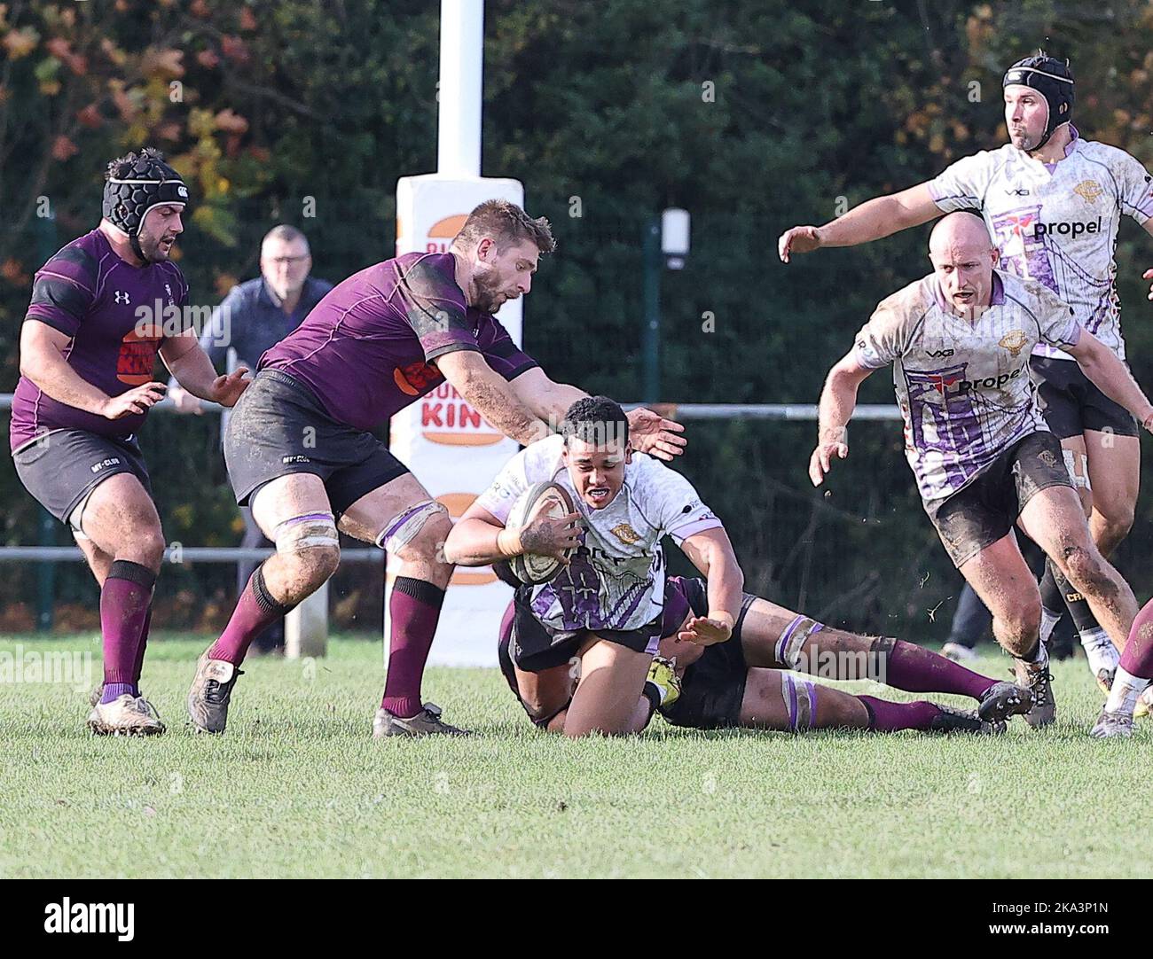 29.10.2022   Leicester, England. Rugby Union.                   Mackenzie Duncan in action for Clifton during the National League 2 West, round 8, match played between Leicester Lions and Clifton rfc at Westleigh Park, Blaby, Leicester.  © Phil Hutchinson Stock Photo