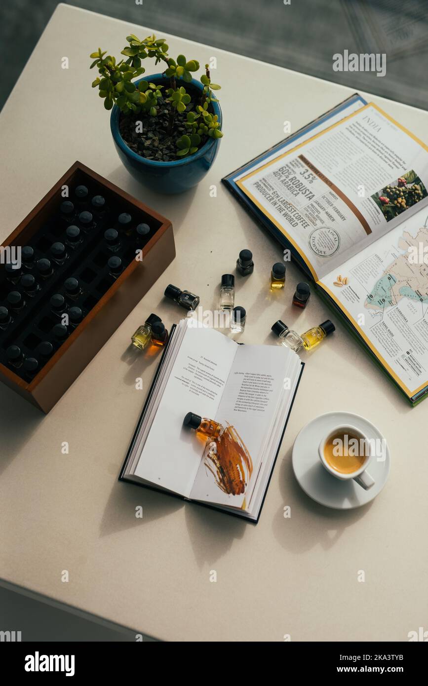 Coffee sampling at beachfront hotel Stock Photo Alamy