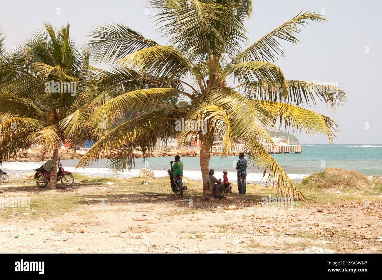 View to the sea and wharf/jetty, Jacmel, Haiti. Jacmel is an important ...