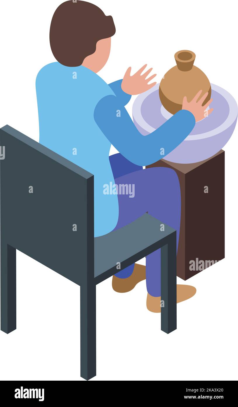 Kid pottery icon isometric vector. Hobby class. Table ceramic Stock ...