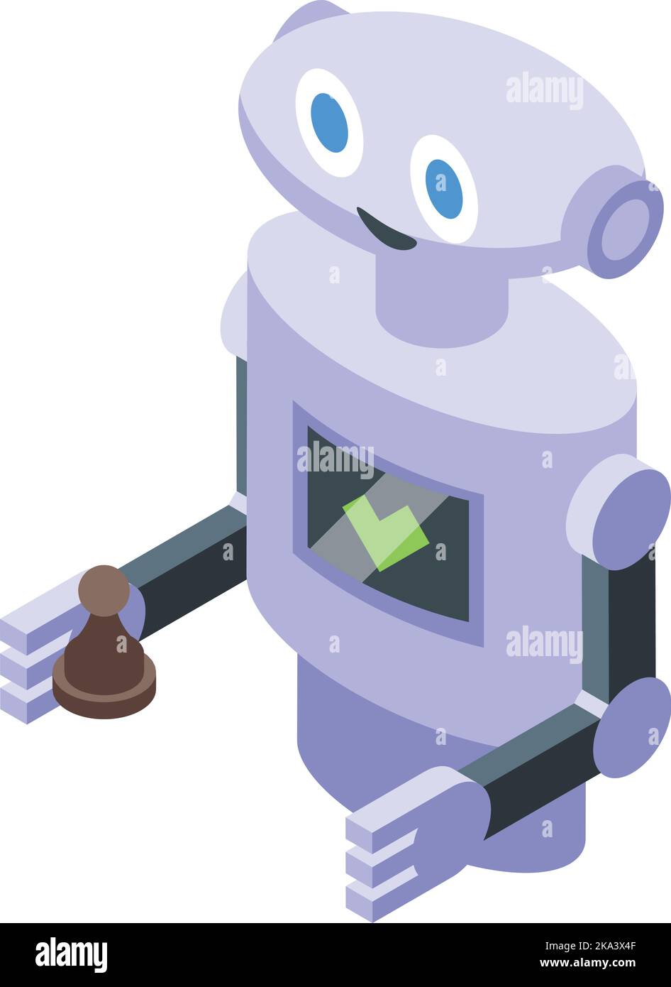 Robot play chess icon isometric vector. Online game 15114573