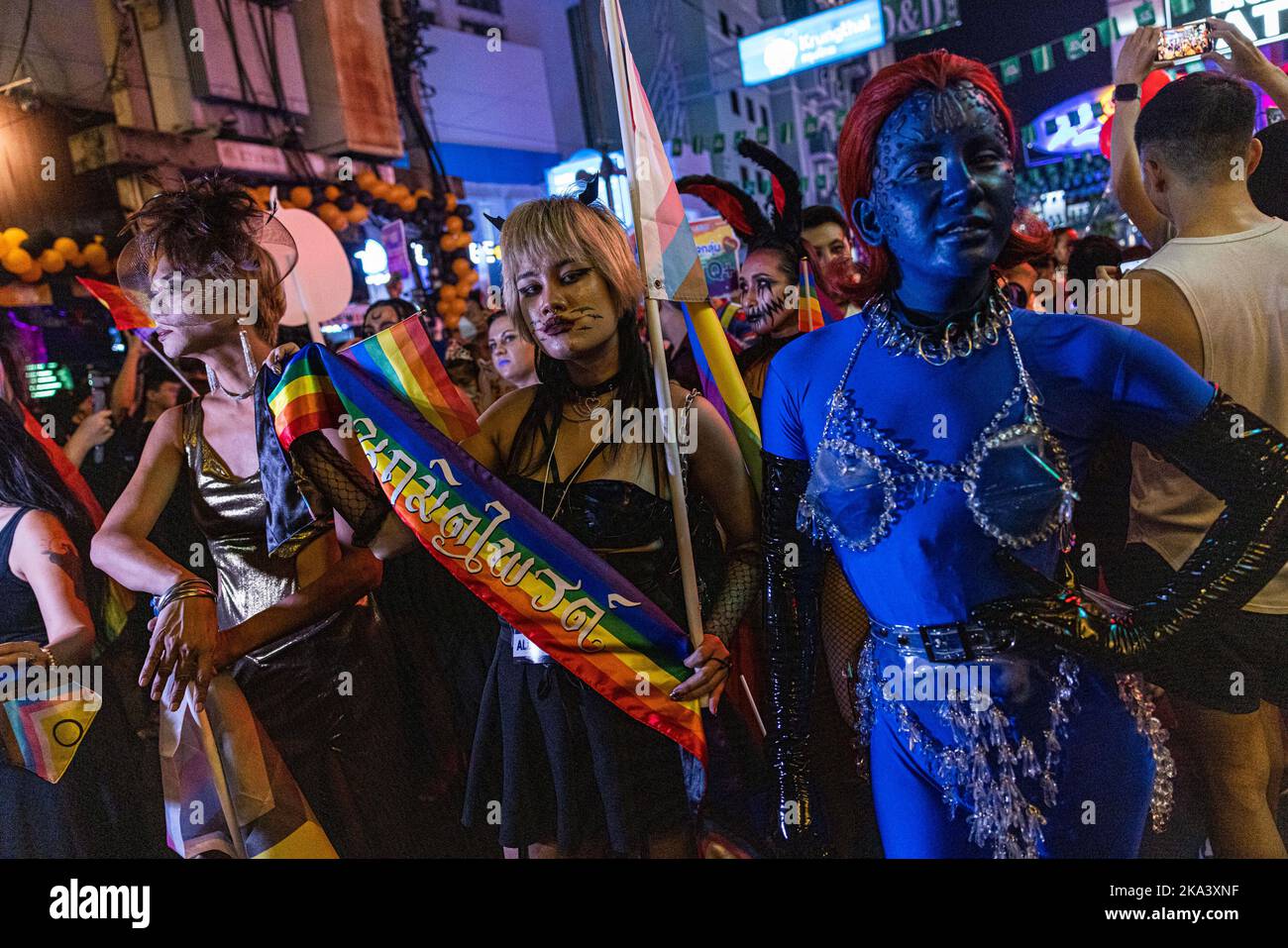 Bangkok, Thailand. 31st Oct, 2022. Party goers dress up in costume for