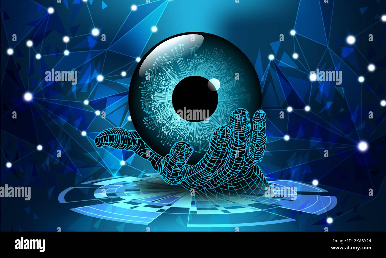 Technology binary eye. electronic eye futuristic technology Stock Photo