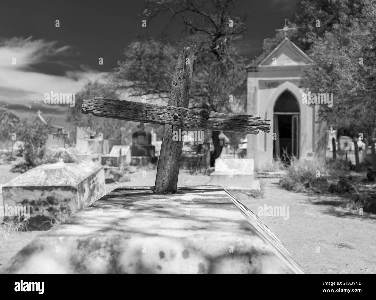 A graveyard dating to the mid-1700's in Del Rosario, Baja California Sur, Mexico Stock Photo