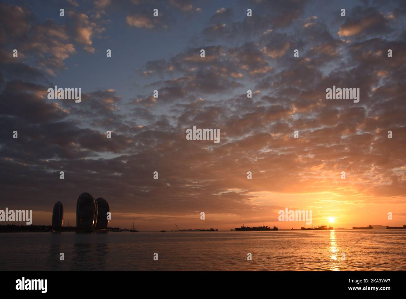 A golden sunset sky background over the lake Stock Photo - Alamy