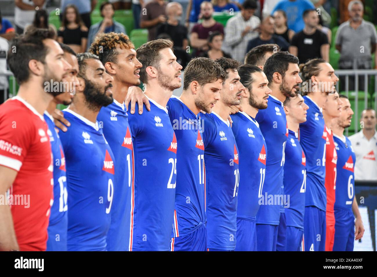 France national volleyball team during the national anthem . Volleyball ...