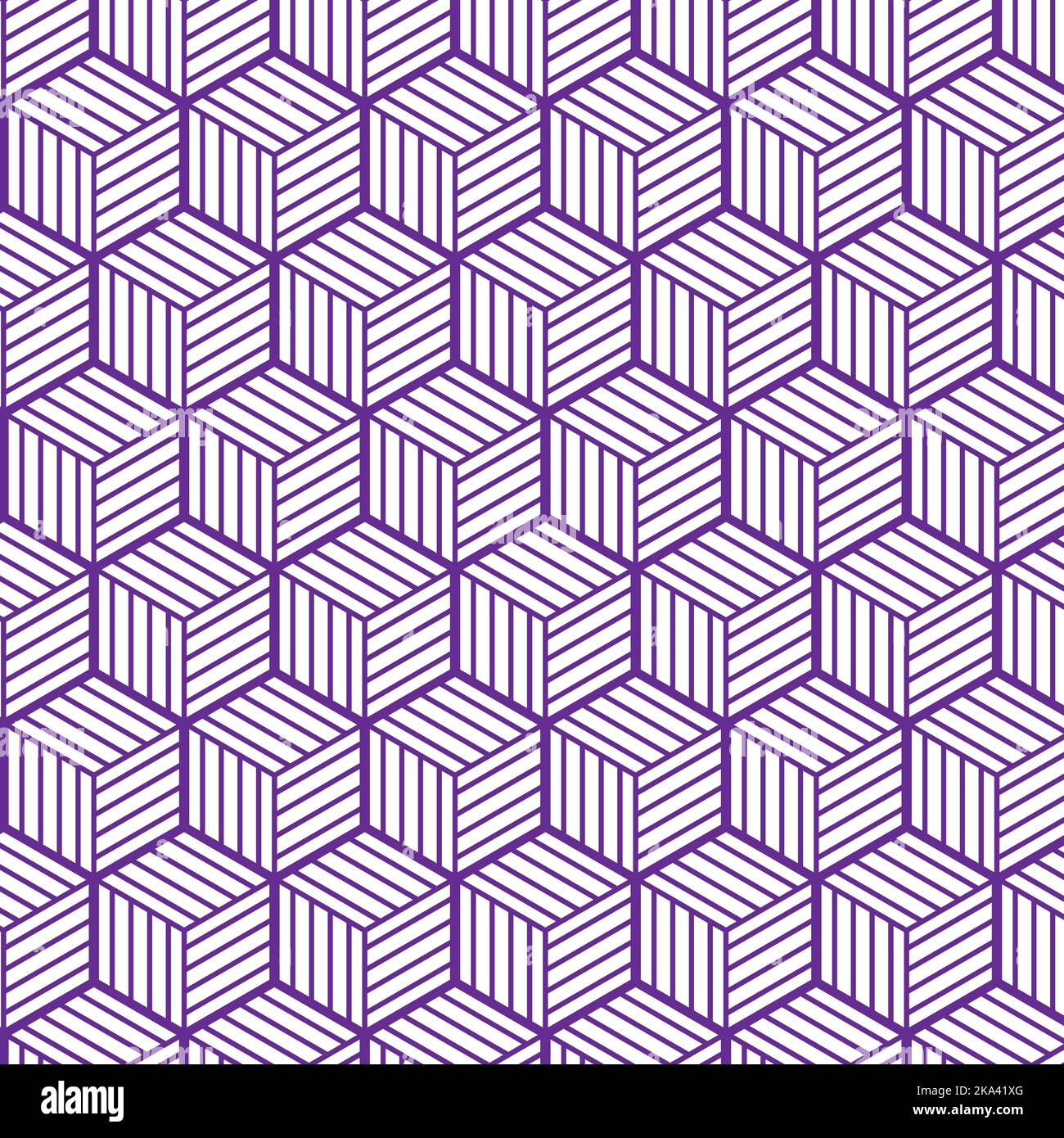 pattern of geometric repeating shapes. Cubes with purple edges. Vector ...