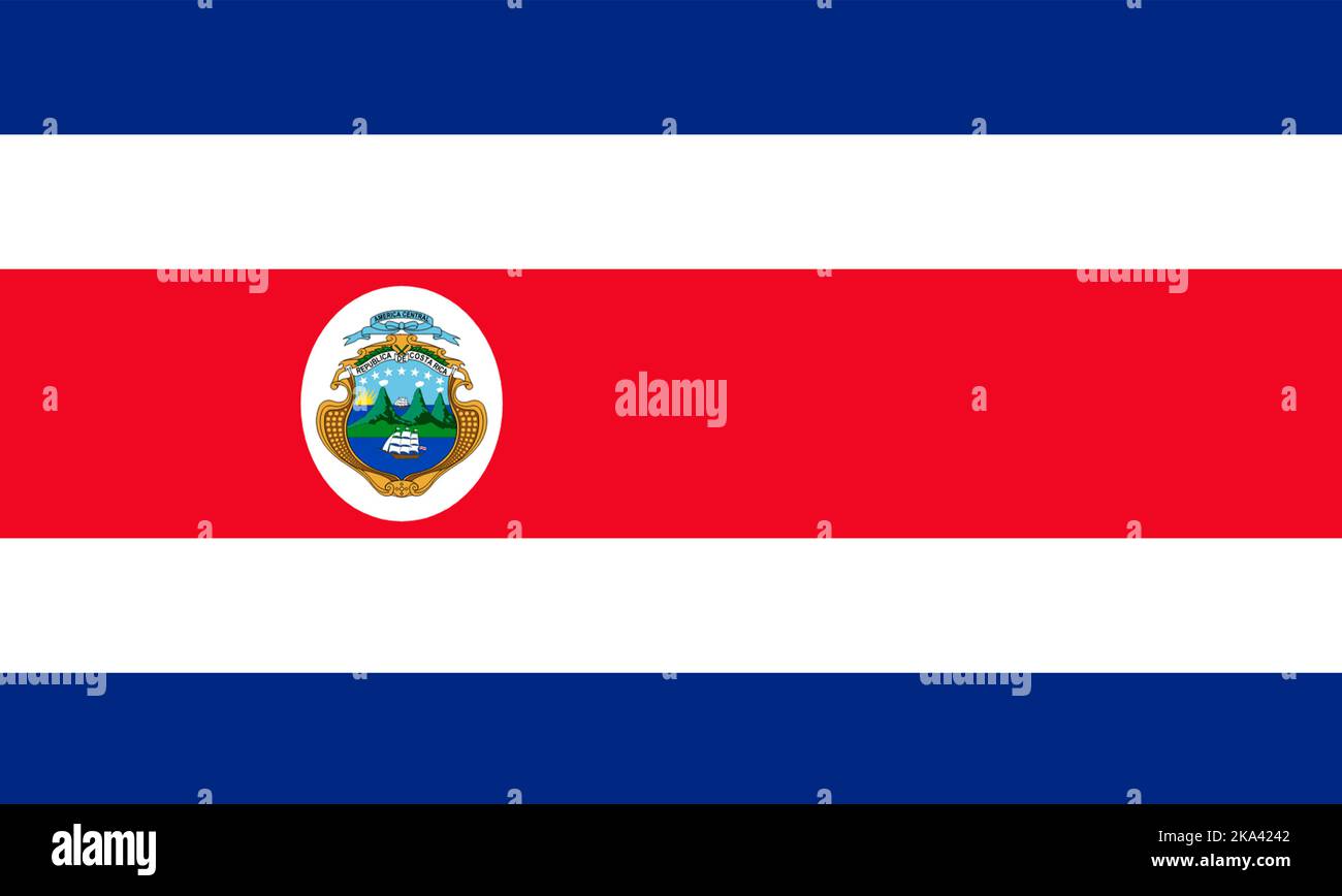 Costa Rica. Flag of Costa Rica. Horizontal design. llustration of the