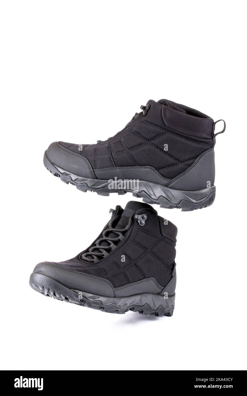 Black men's autumn boots isolated on a white background Stock Photo - Alamy
