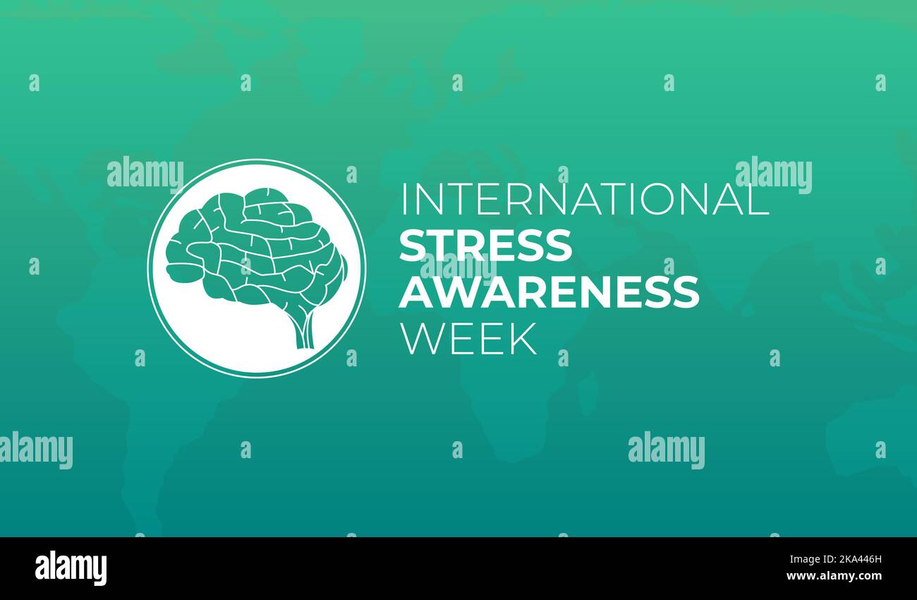 Teal International Stress Awareness Week Background Banner Stock Vector
