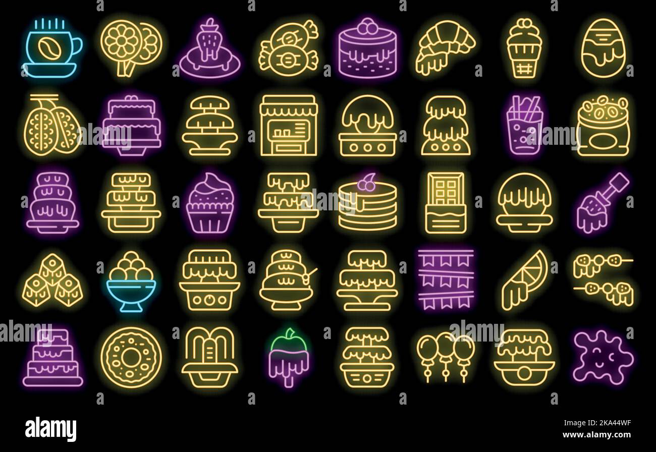 Chocolate fountain icons set outline vector. Candy cream. Delicious