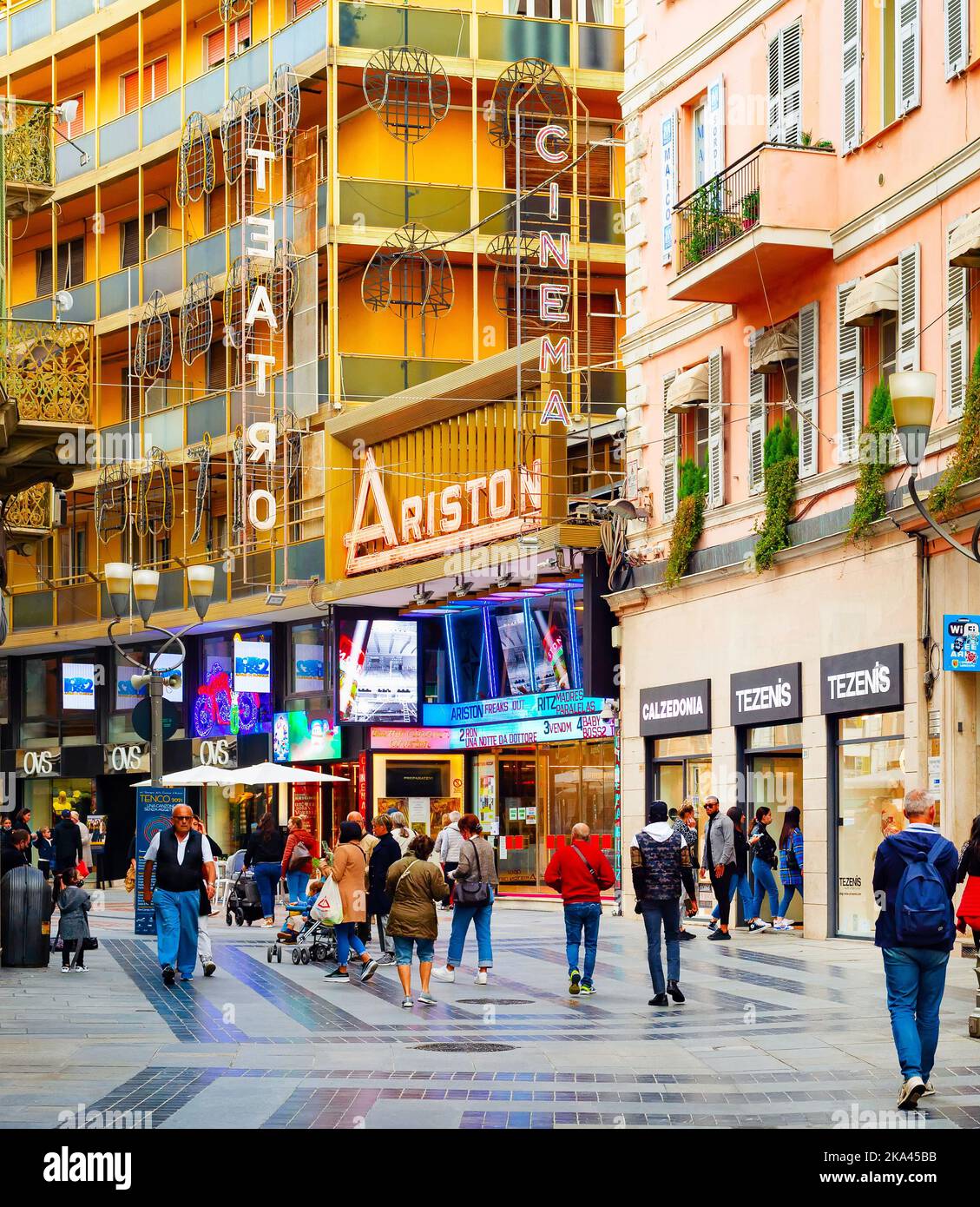 CARTAGENA, SPAIN OCTOBER 28, 2021 People walk at central shopping