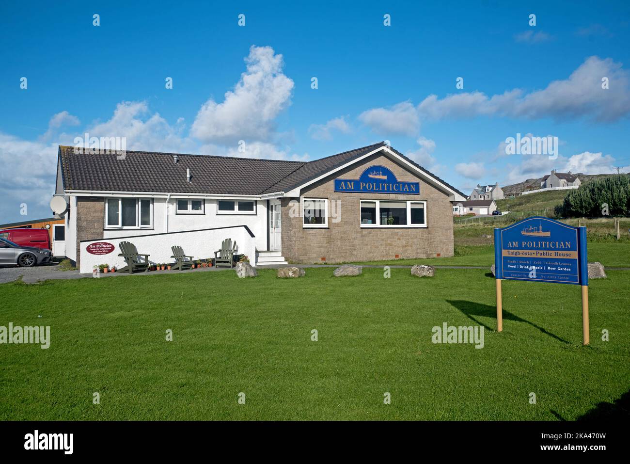 AM Politican public house and restaurant on the Island of Eriskay in the Outer Hebrides, Scotland, UK. Stock Photo
