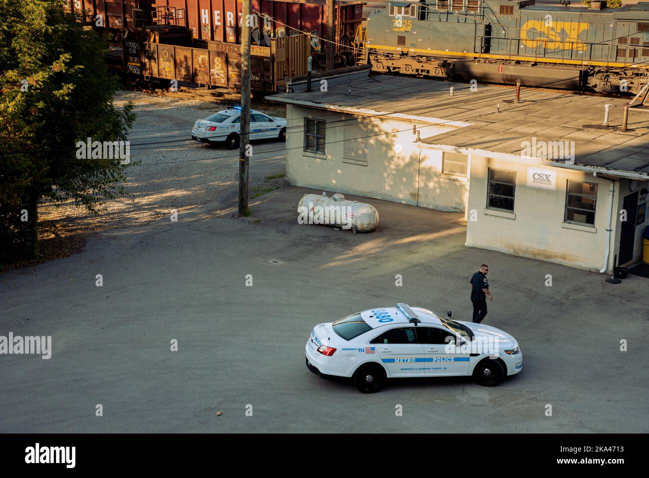 Metro police respond to a reported crime in downtown Nashville, Tennessee. Stock Photo