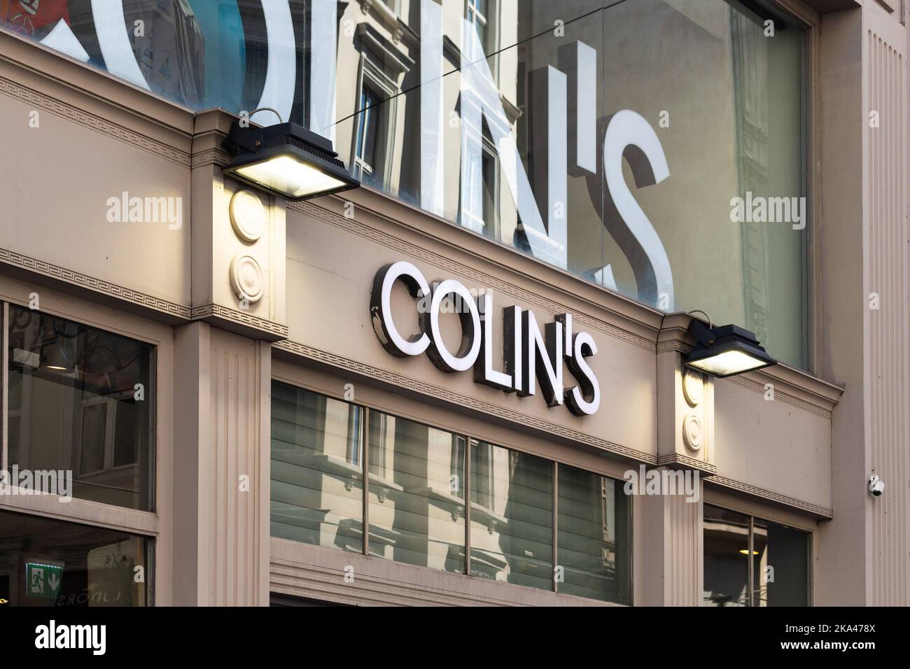 Close up view of Turkish clothing brand's store signage on Istiklal Avenue in Istanbul. Stock Photo