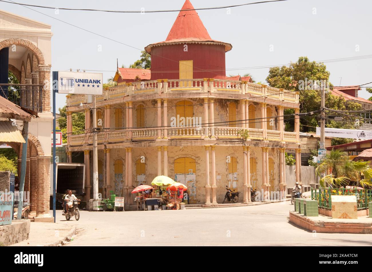 Colonial Style Building (icon of Jacmel) and street scene, Jacmel