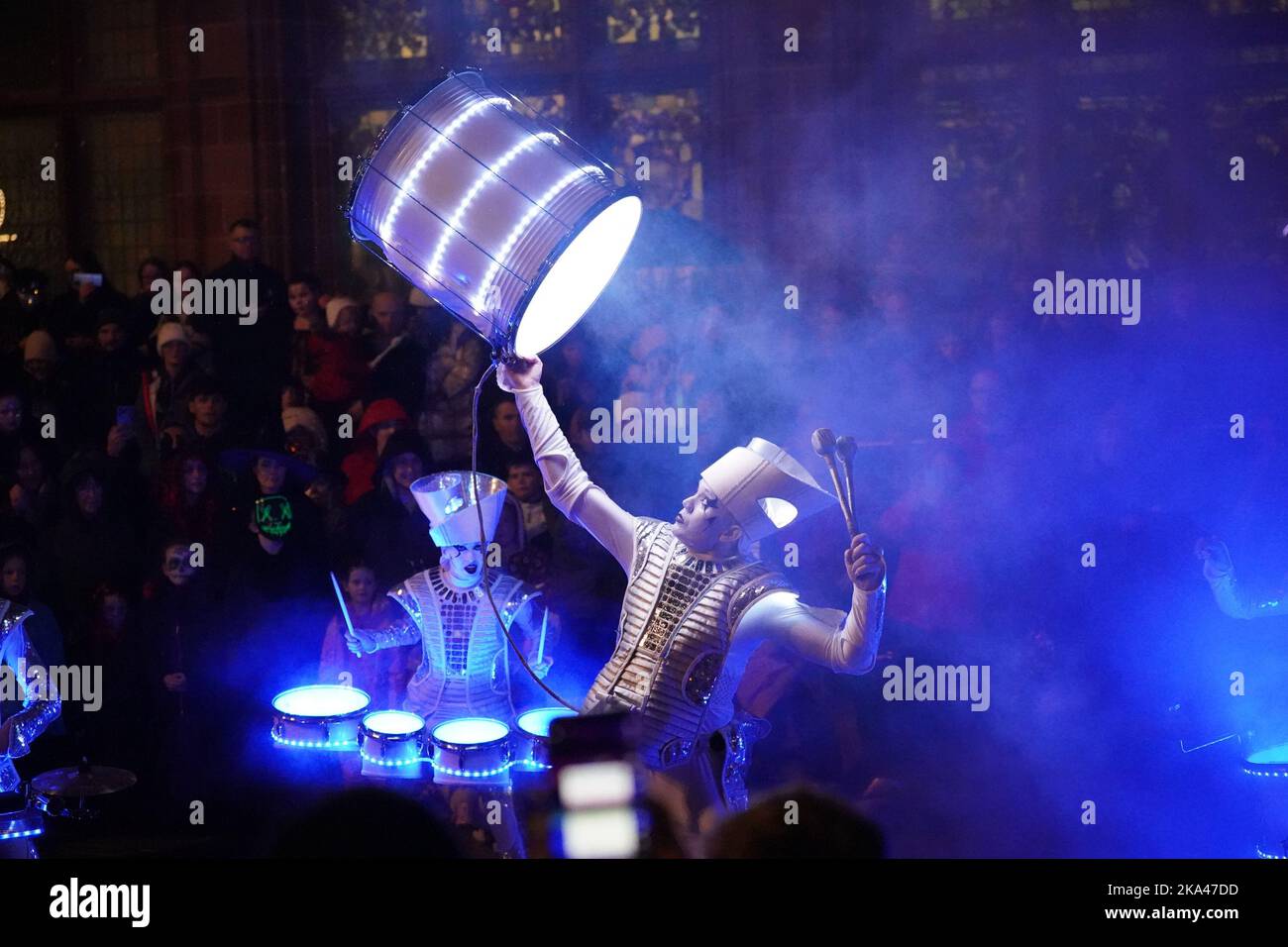Performers during the Derry Halloween parade in Londonderry. Picture