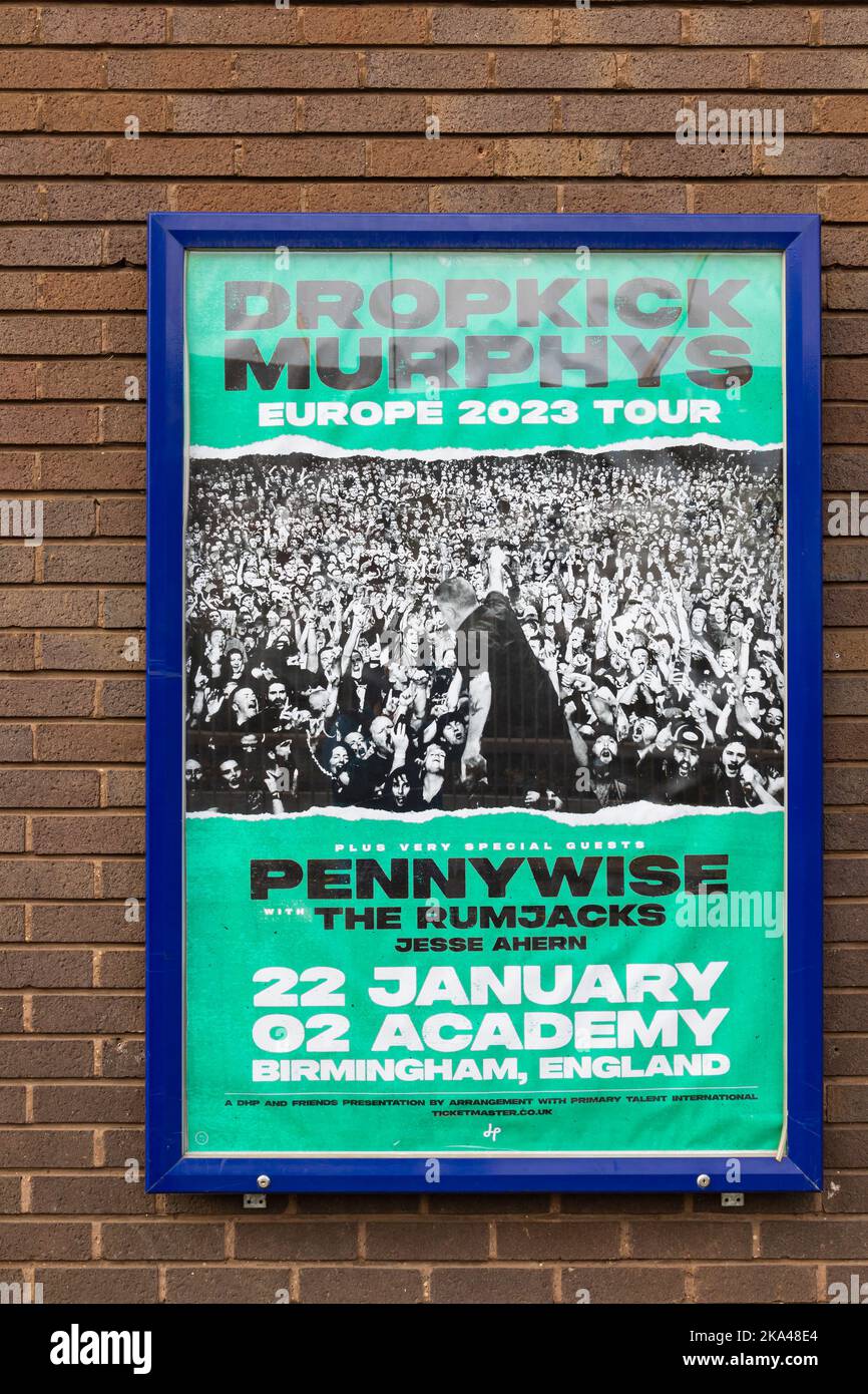 O2 Academy concert venue headliners, Dropkick Murphys poster. Birmingham, Warwickshire, West Midlands, England. Stock Photo