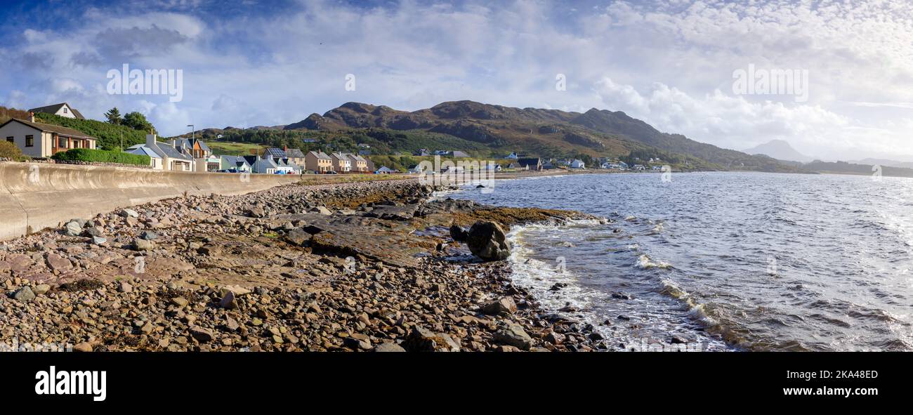 Panorama of Gairloch seafront, Wester Ross, Scotland Stock Photo
