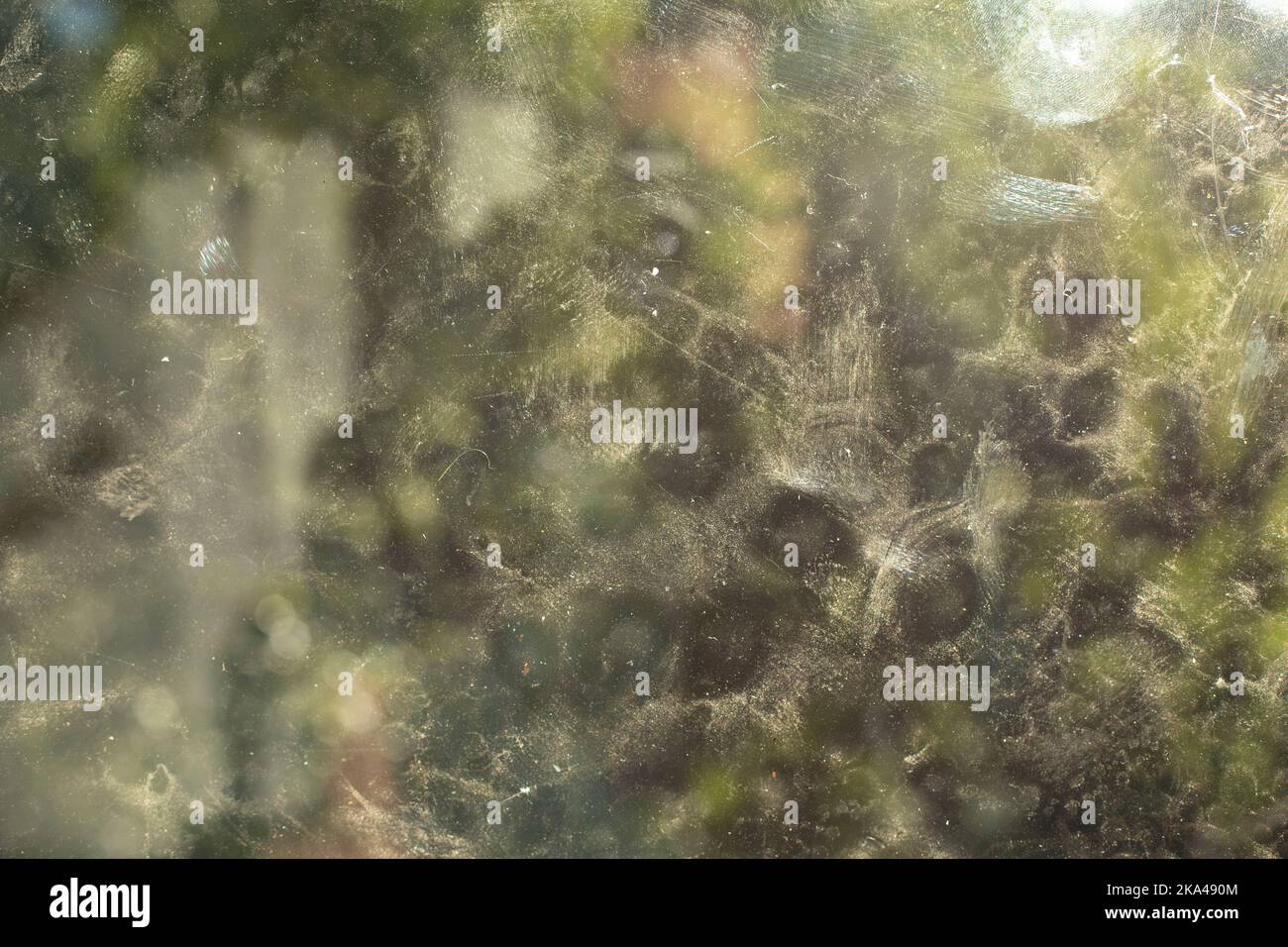Dirty glass. Dust on window. Dirt details. Turbid surface. Trace