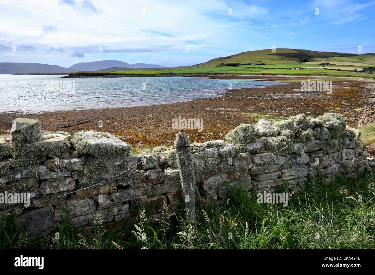 The beach at Orphir on the Mainland of Orkney. Stock Photo