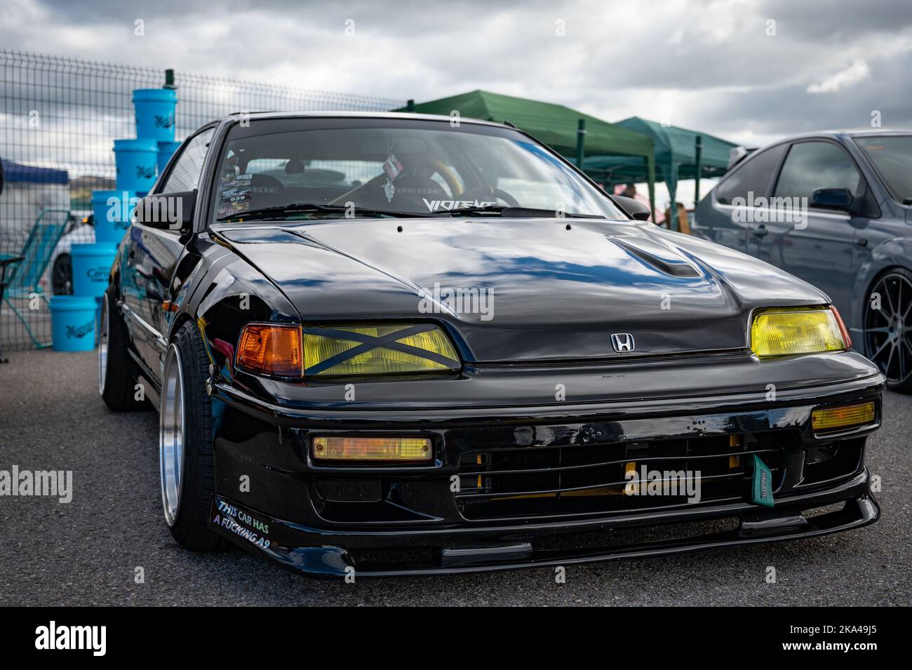 parked black Honda CRX racing car Stock Photo Alamy