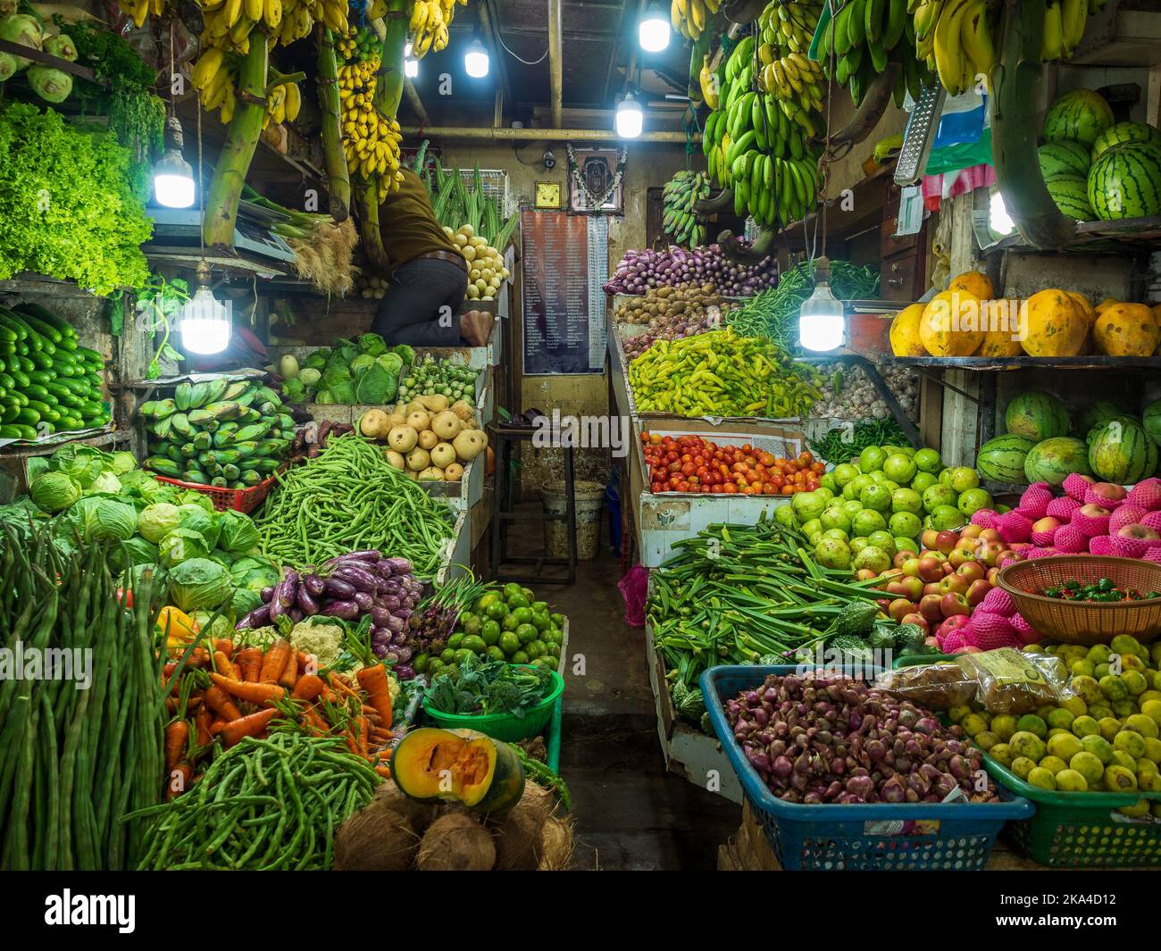 The vegetables and fruits for sale in the street market in Nuwara Eliya