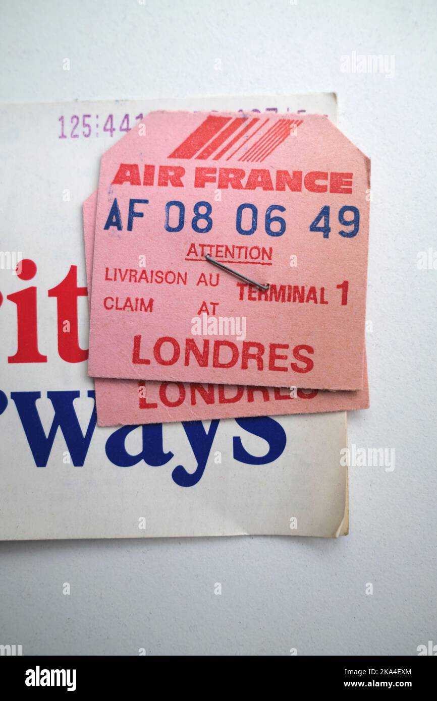 Vintage British Airways Plane Ticket Stock Photo