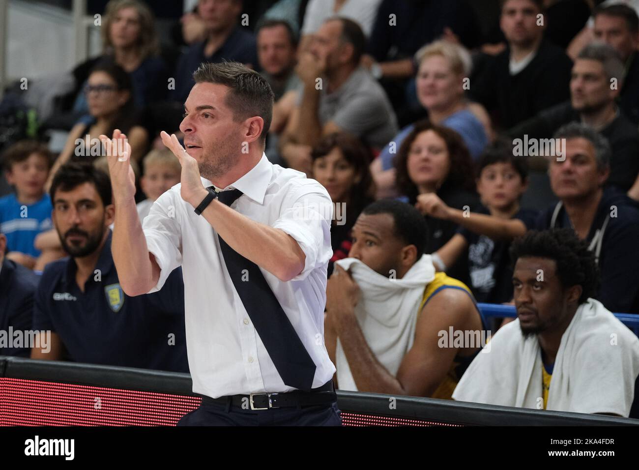 Trento, Italy, 30th October 2022, Gallery of the match between Dolomiti Energia Trentino and Givova Scafati - Italian A1 basketball championship Stock Photo