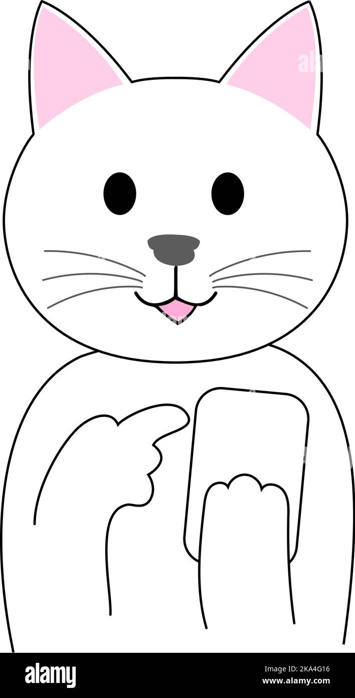 A White Kitten with a cellphone Stock Vector
