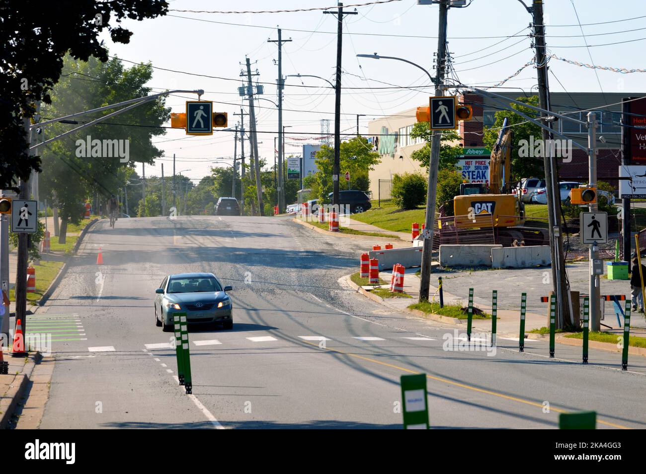Interim protected bike lanes on Wyse Road in Dartmouth, Nova Scotia