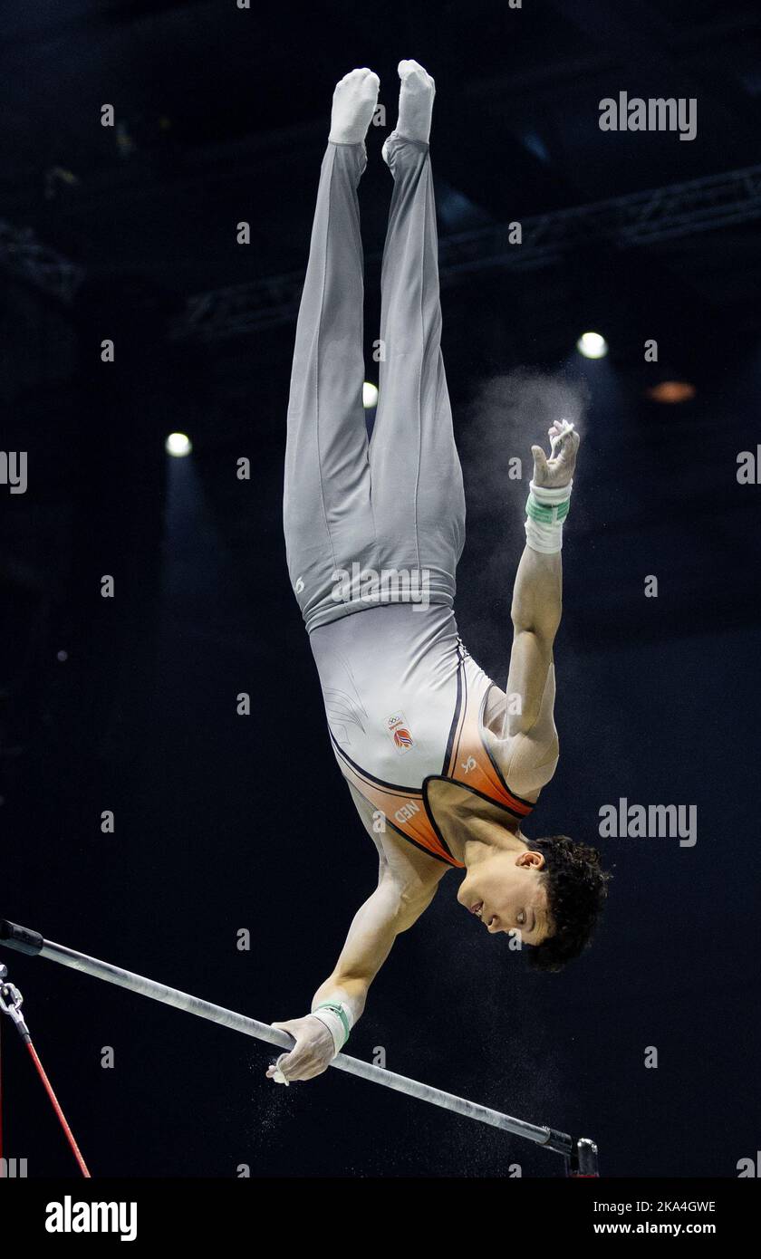 2022-10-31 17:15:04 LIVERPOOL - Jermain Grunberg during the qualifying  match for the World Cup gymnastics in Liverpool. ANP IRIS VAN DEN BROEK  netherlands out - belgium out Stock Photo - Alamy