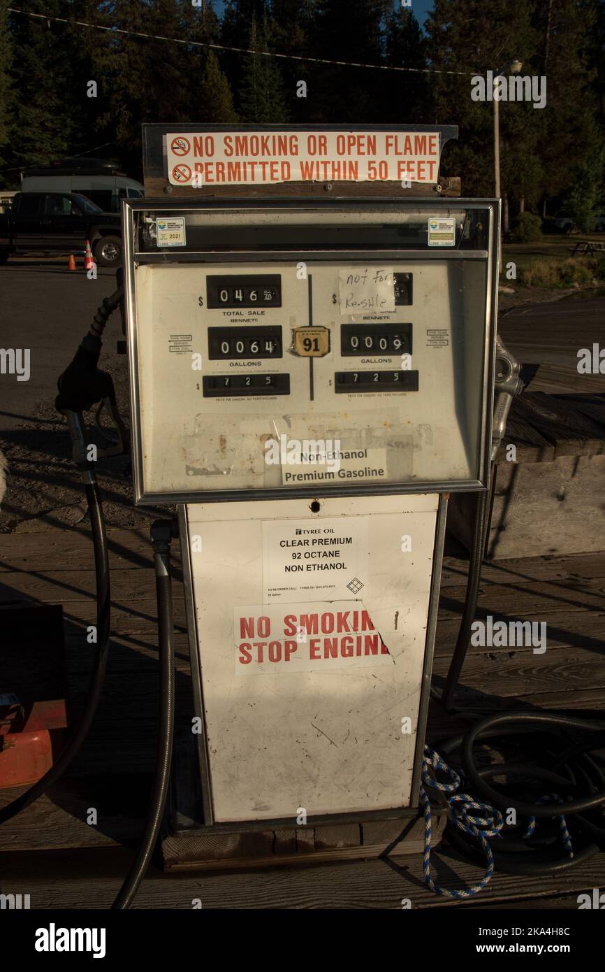 Gas Station pump for boats, set up by the pier, in the warm afternoon