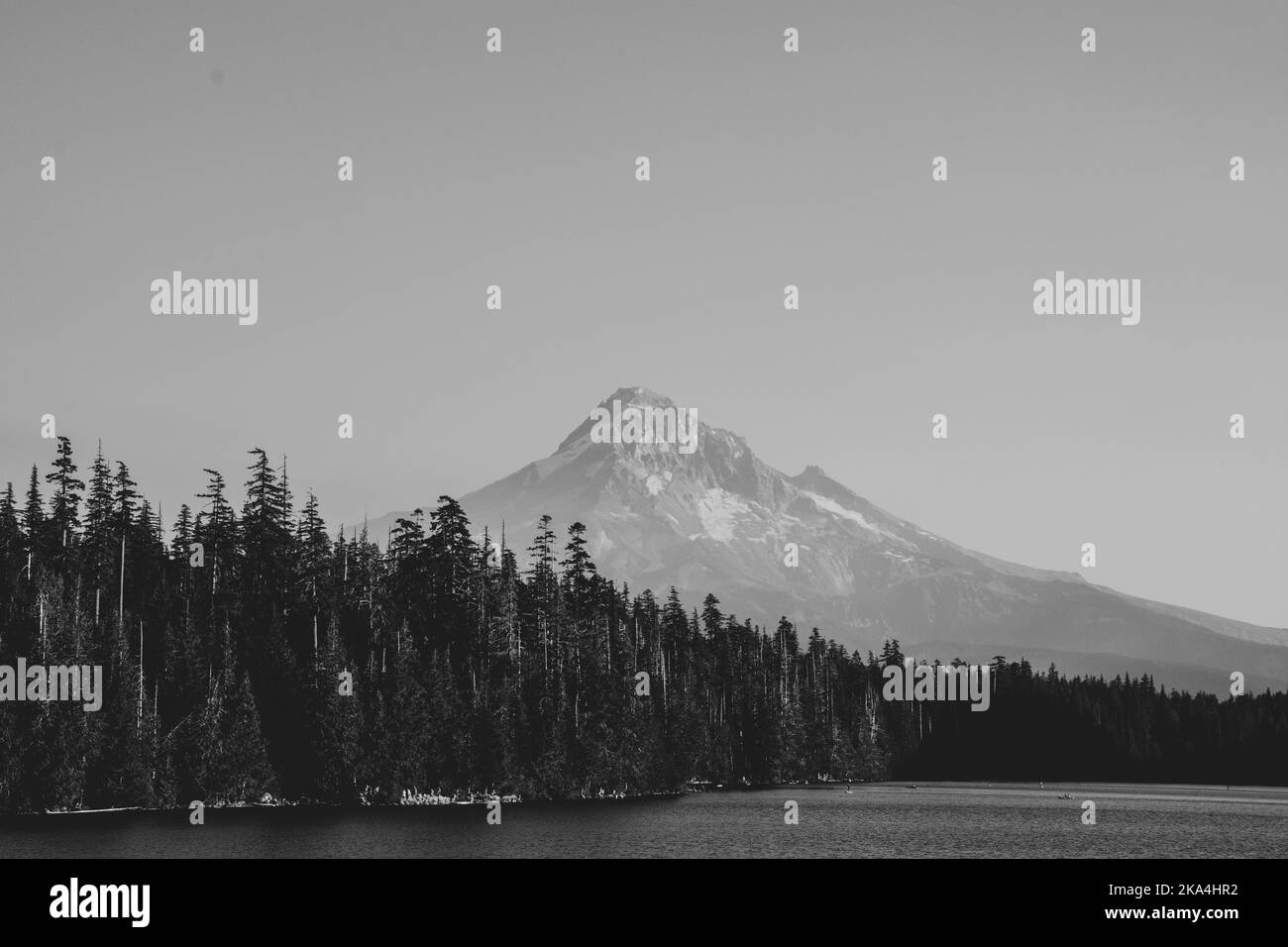 View Mount Hood from the shores of Lost Lake, on a sunny warm day Stock