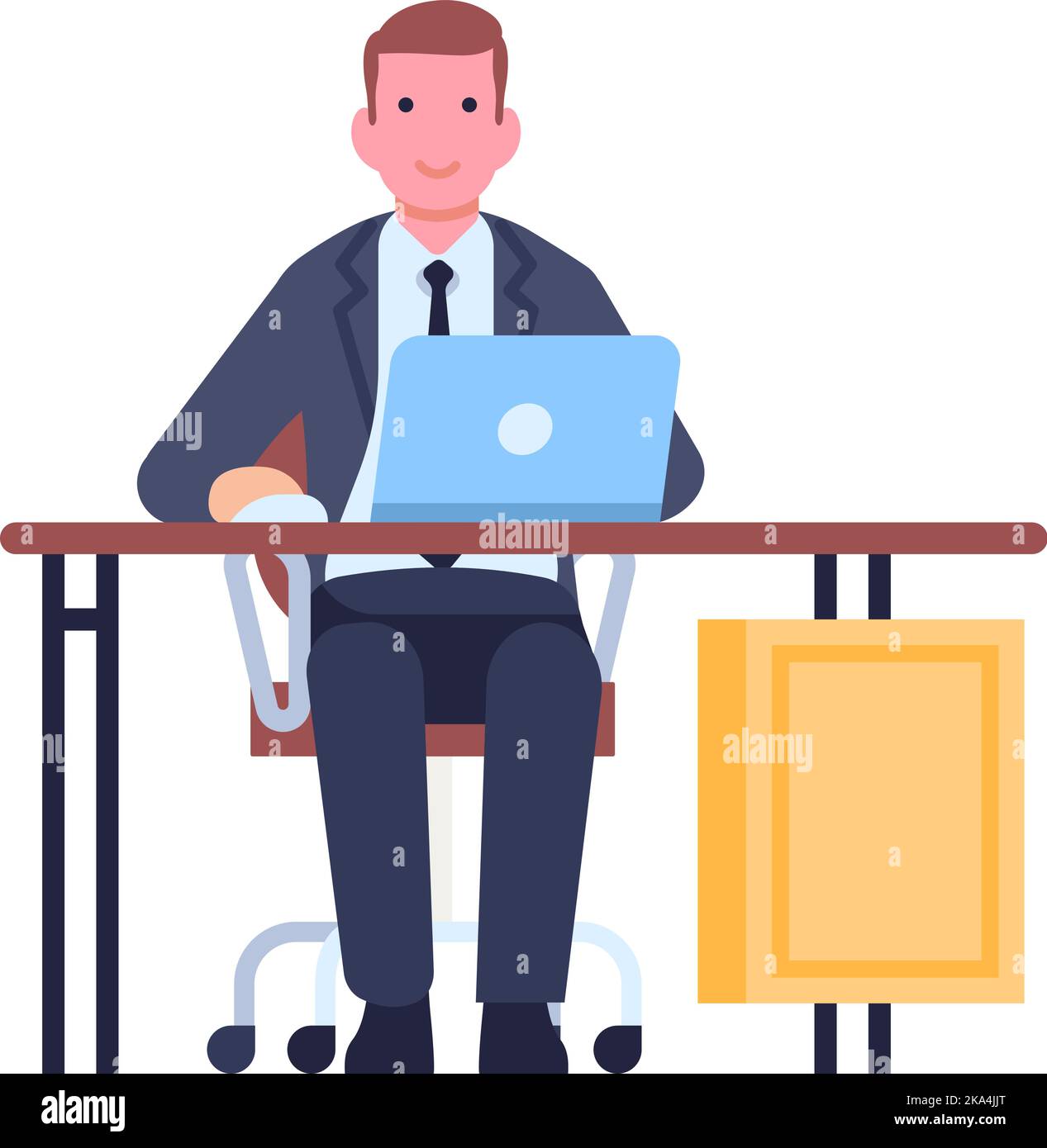 Cartoon businessman. Male character pose. Manager in formal suit