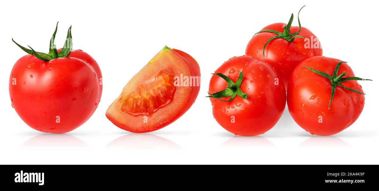 Set of tomatoes isolated on white background with clipping path Stock ...
