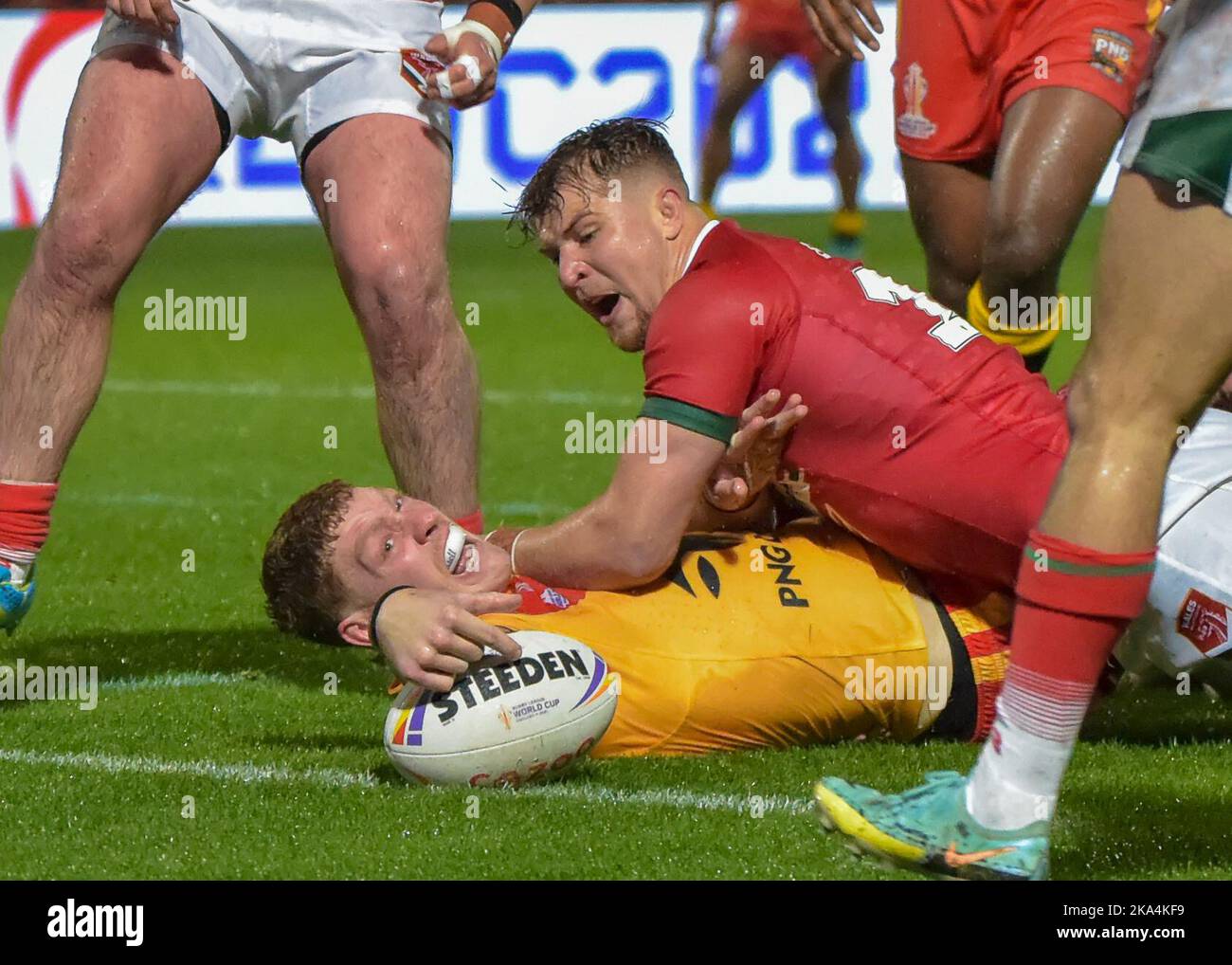 South Yorkshire, UK, October 31 2022, Rugby League World Cup 2021 group D match between Papua New Guinea v Wales at The Eco-Power Stadium, Doncaster, South Yorkshire, UK on October 31 2022   (Photo by Craig Cresswell/Alamy Live News) Stock Photo