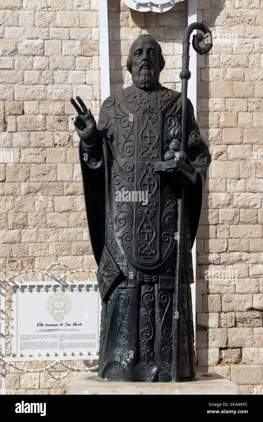 BARI, ITALY OCTOBER 16, 2022 Statue of Saint Nicholas WonderWorker