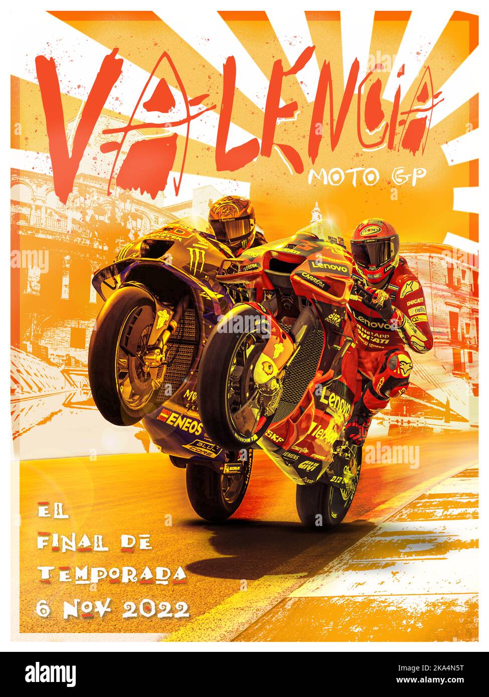 Valencia Moto GP 2022 Race Poster Stock Photo