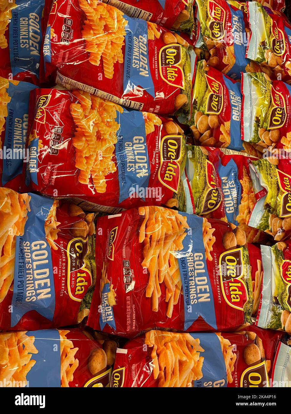 Grovetown, Ga USA 04 22 22 Retail store food products Display of Ore Ida french fries Stock