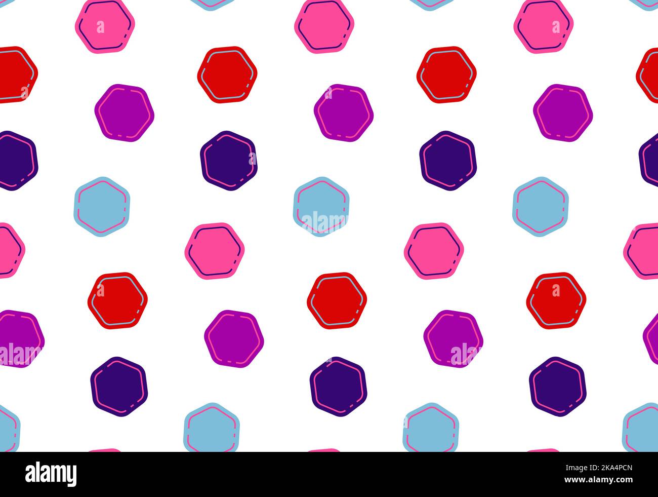 Cute hexagons - particles on white, seamless vector pattern Stock Vector