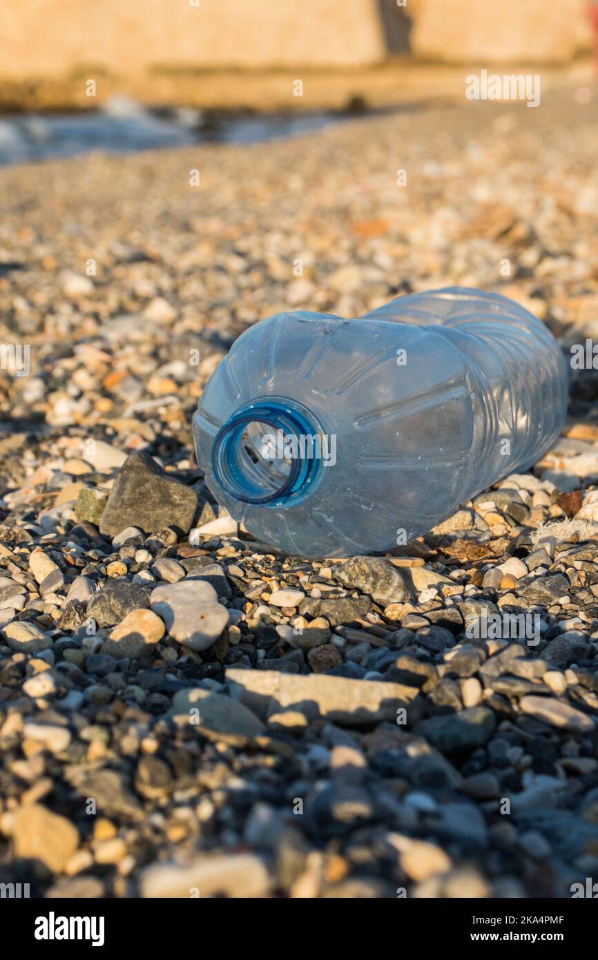 Plastic bottle on a beach Stock Photo