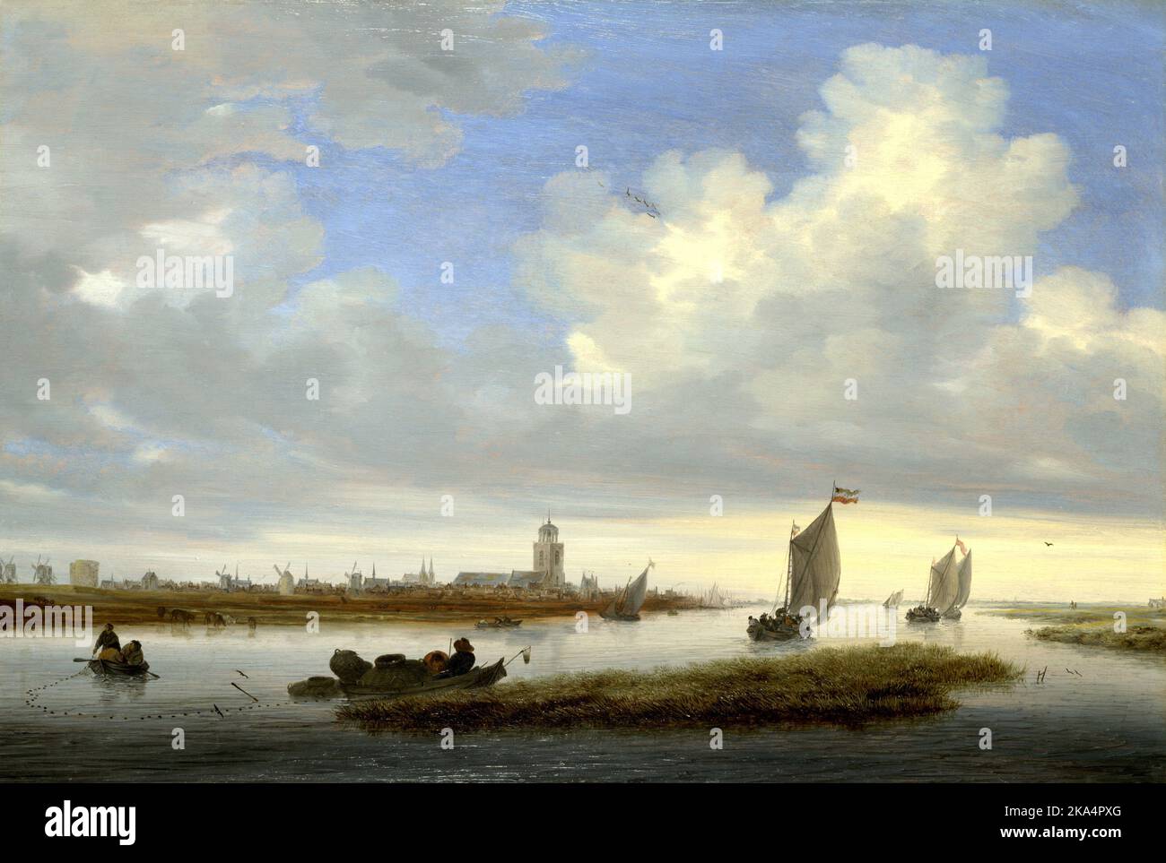A View of Deventer Seen from the North-West (1657) Painting by Salomon van Ruisdael Stock Photo