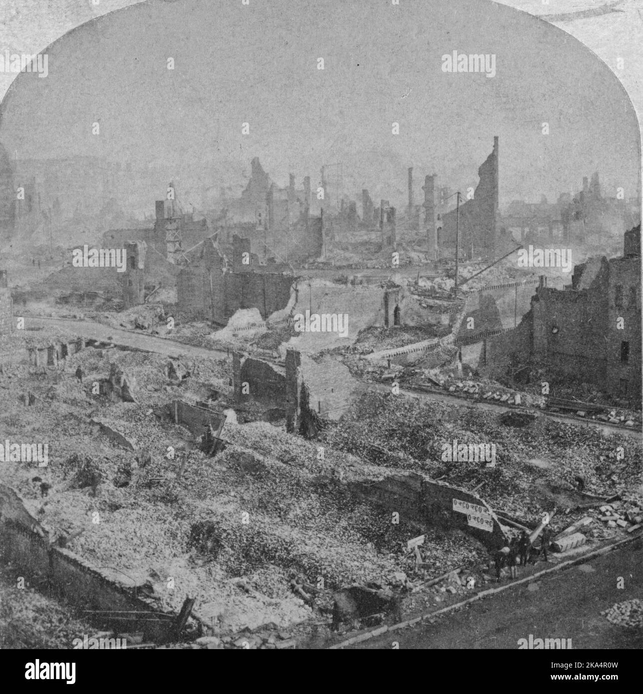 The great fire at Boston: Great Boston Fire of 1872, Boston, after the fire, Massachusetts, America Stock Photo
