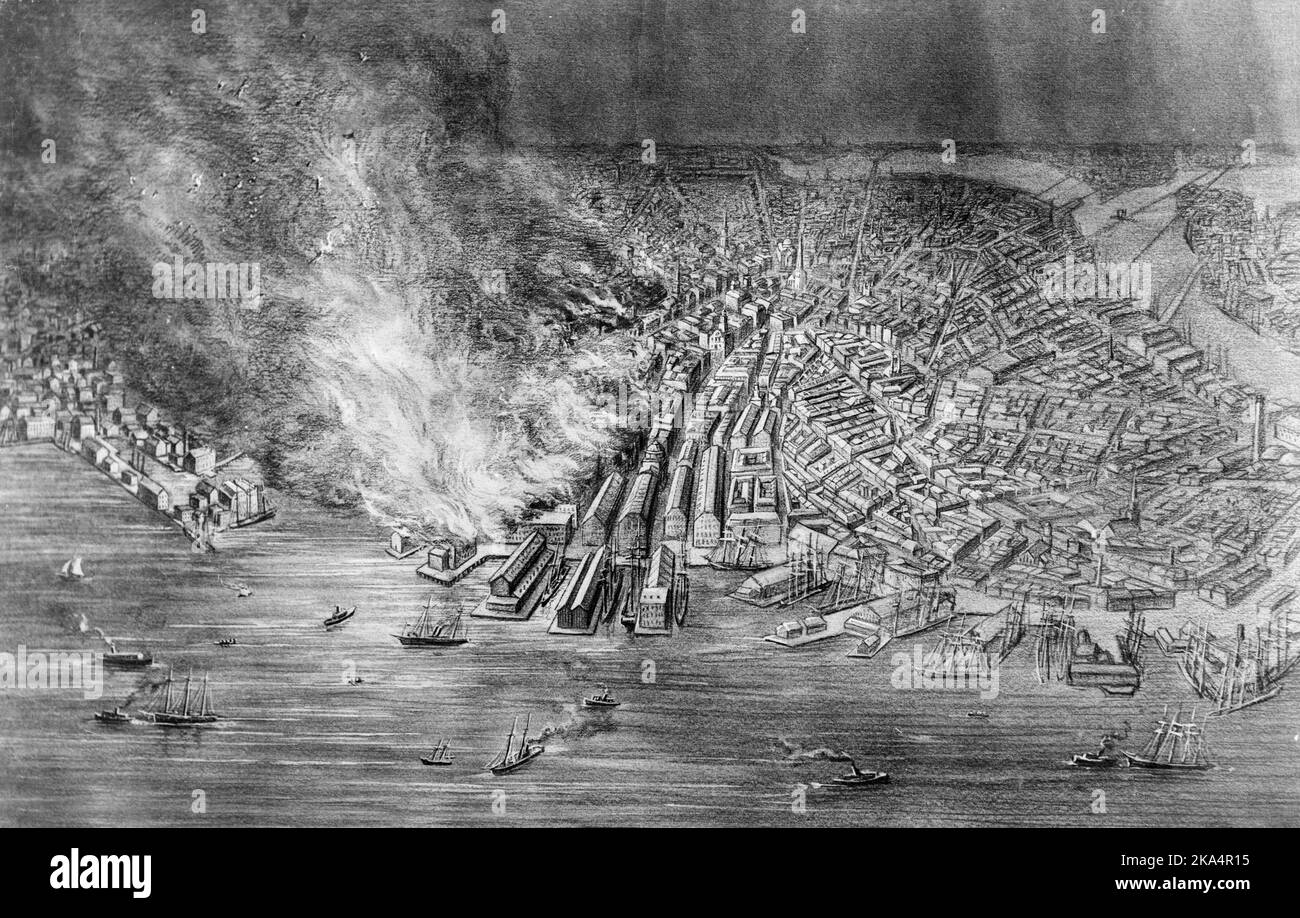 The great fire at Boston: Great Boston Fire of 1872, Boston, after the fire, Massachusetts, America Stock Photo