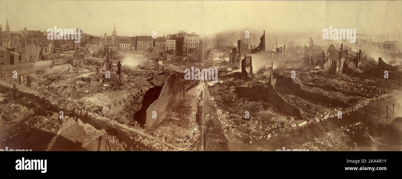 Great Boston Fire of 1872, Boston, after the fire, Massachusetts, America Stock Photo
