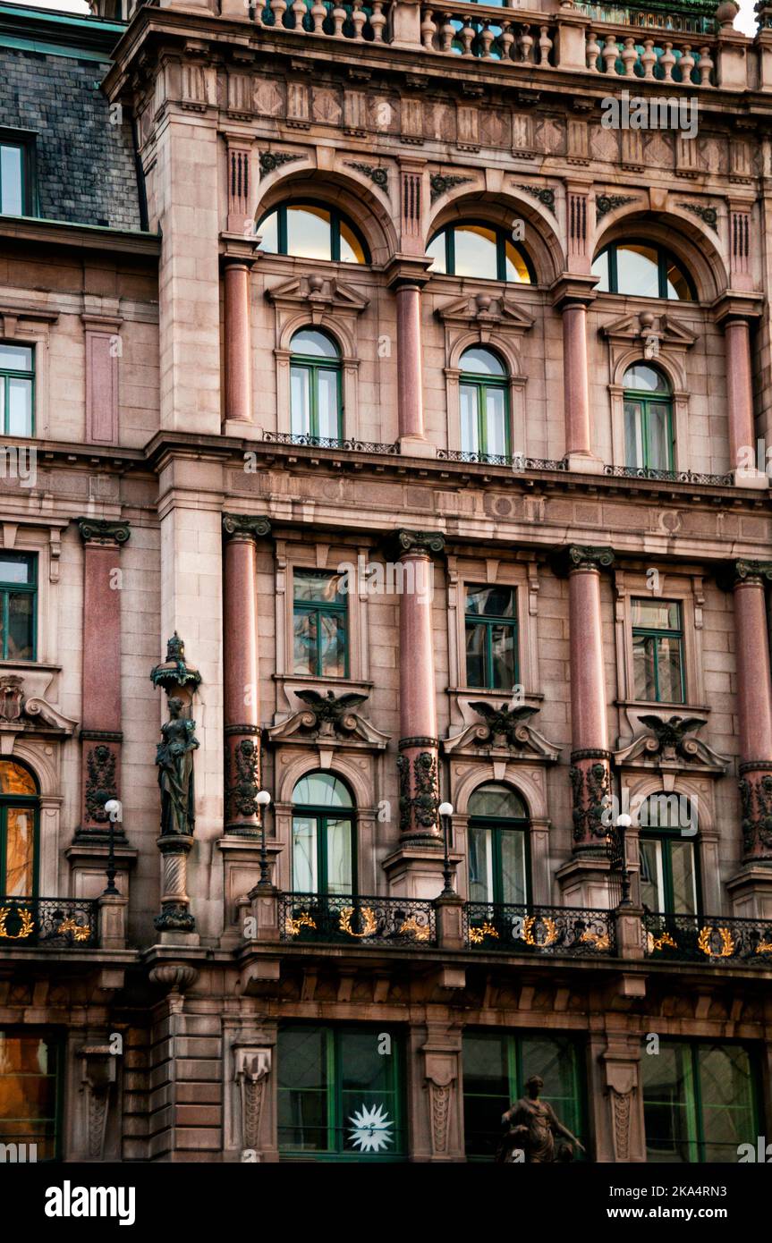 Palais Equitable mansion in Vienna, Austria featuring American eagles. Stock Photo