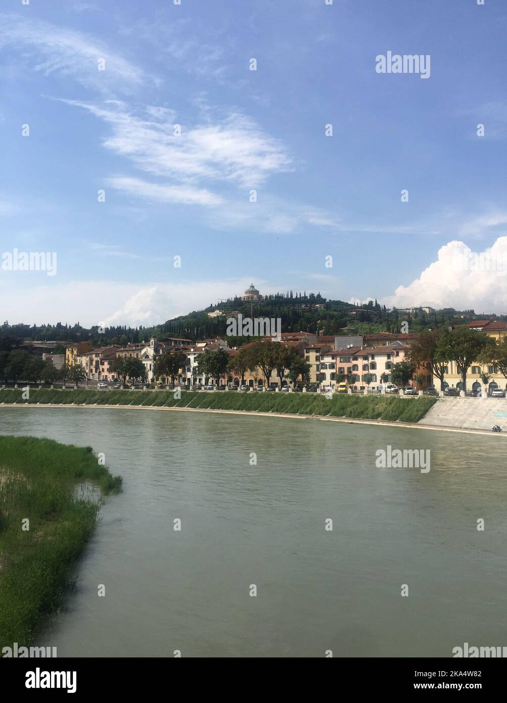 Adige river and waterfront cityscape, Verona, Veneto, Italy Stock Photo ...